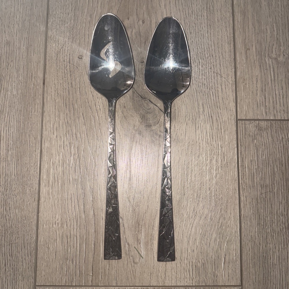 Towle SCC Cubist Stainless Flatware, Serving Spoons Aquarius,‎ Japan MCM, 50s